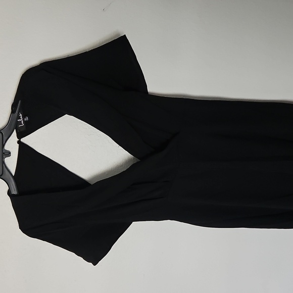 Lulu's Black V-Neck Jumpsuit with Cap Sleeves - Picture 3 of 7